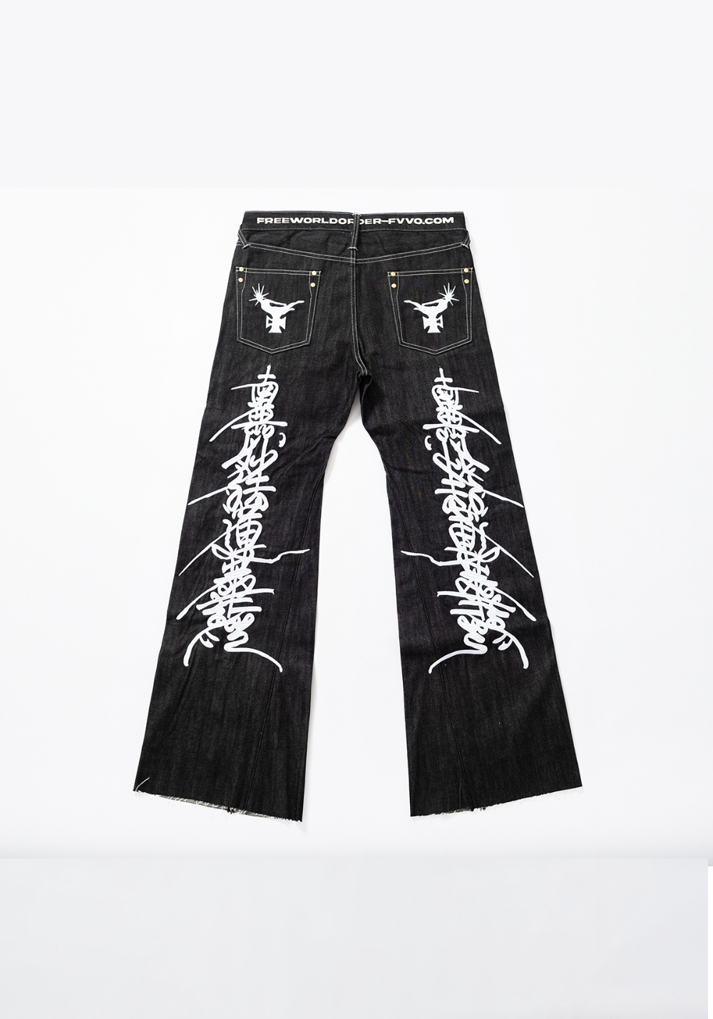 FVVO丨Red Selvedge Embroidered Raw Denim Jeans-White - PSYLOS 1, FVVO丨Red Selvedge Embroidered Raw Denim Jeans-White, Pants, FREE WORLD ORDER, PSYLOS 1